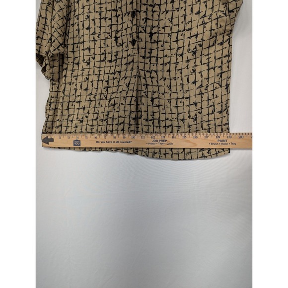Vintage Leger Tan Black Abstract Grid Print Shirt and Midi Skirt Set Size 5/6 - Picture 10 of 11
